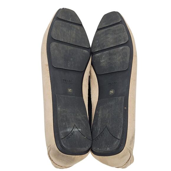 Prada Beige Suede Leather Pointed Loafers Made in Italy Size 39 - Picture 3 of 6